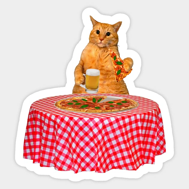 Pizza Cat Sticker by RawSunArt